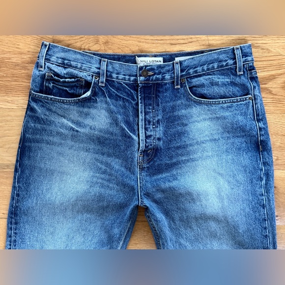Nili Lotan Billie Medium Wash Button Fly Straight Leg Jeans Mens Size 36 $400 - Picture 2 of 9